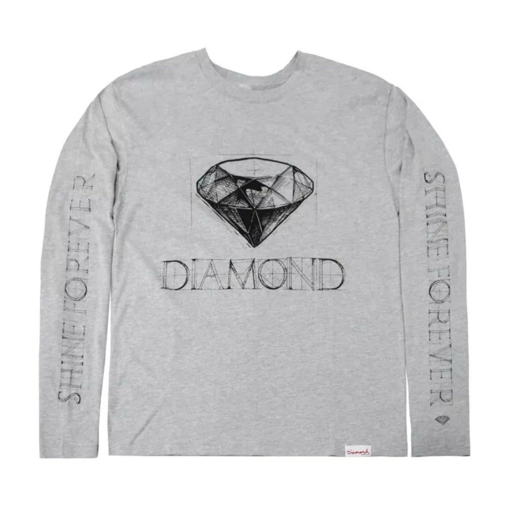 Diamond Supply Co. Men's Blueprint Long Sleeve Tee Gray T-Shirt Medium‎